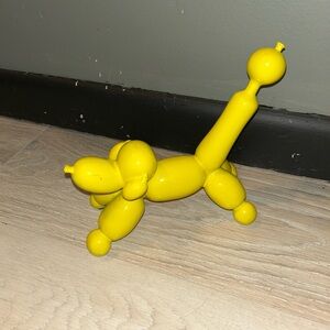 Pop Art Yellow Balloon Dog Statue Sculpture 7" Tall Glazed Ceramic Decor